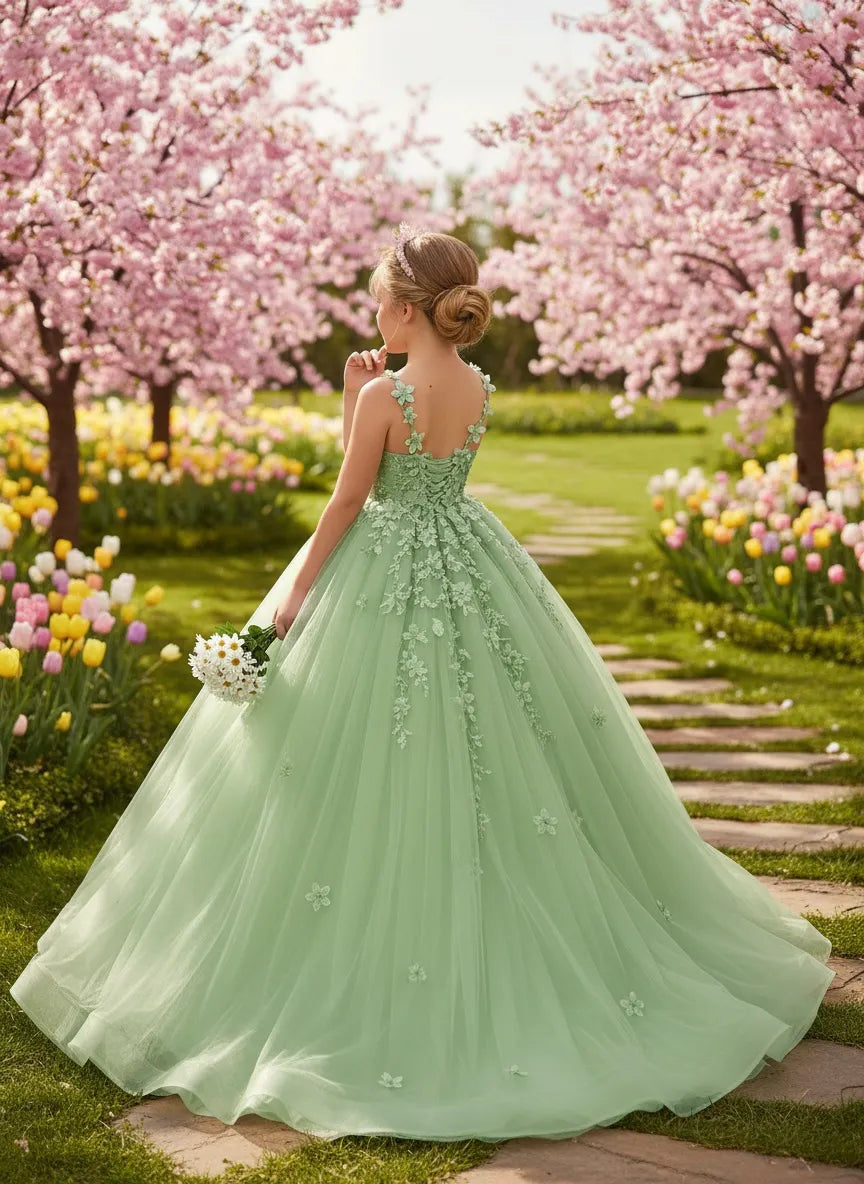 Floral Embroidered Princess Dress