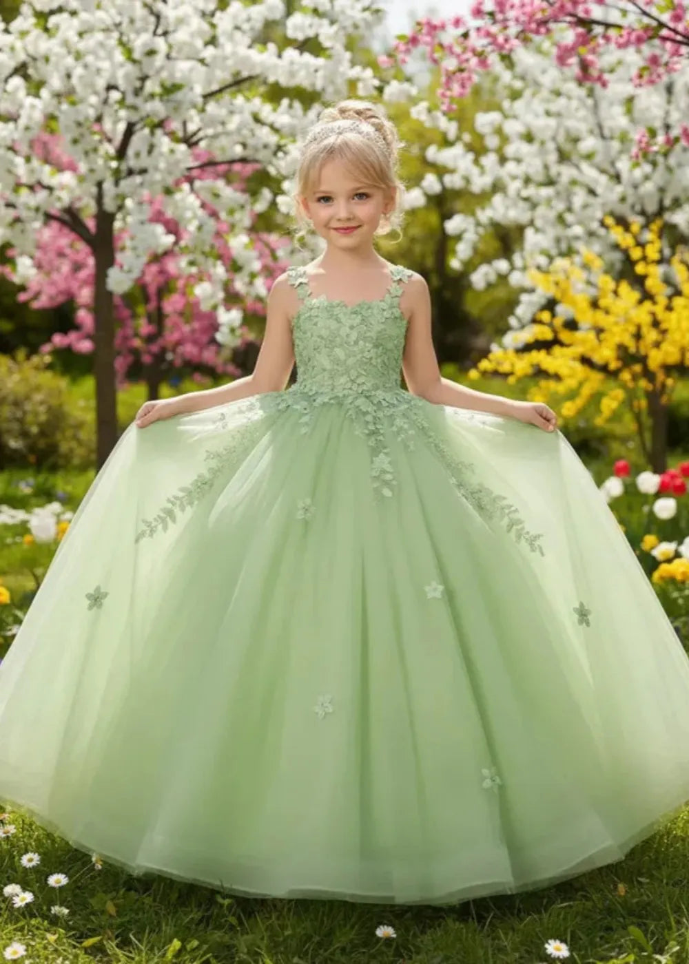 Floral Embroidered Princess Dress
