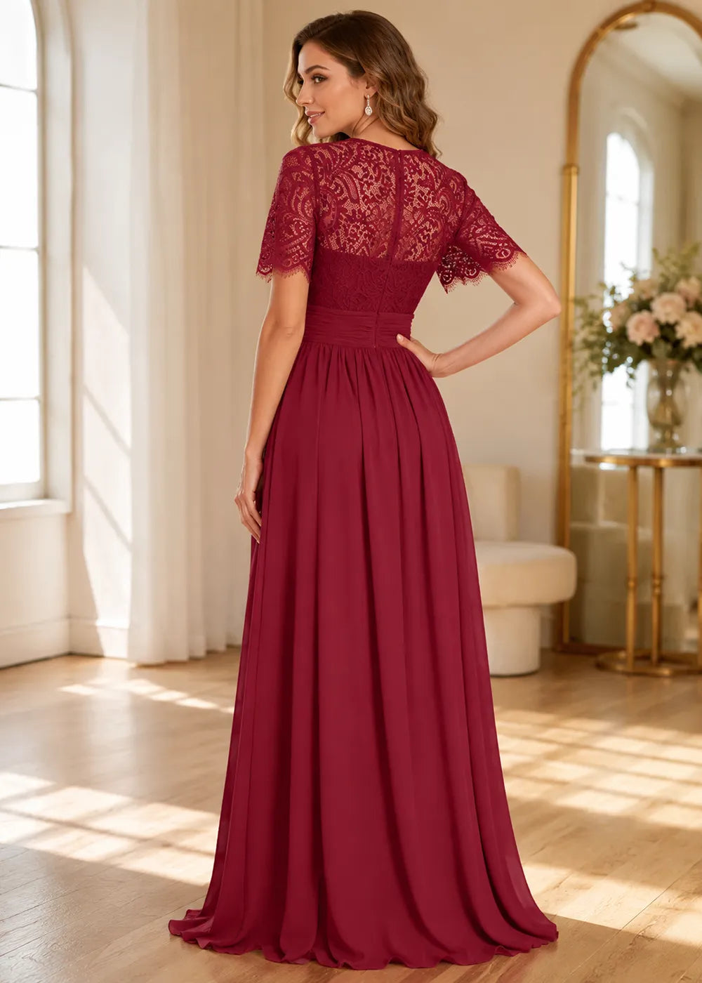 Vivienne Sweetheart Lace Overlay Evening Dress