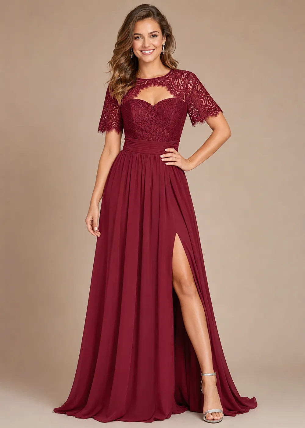 Vivienne Sweetheart Lace Overlay Evening Dress