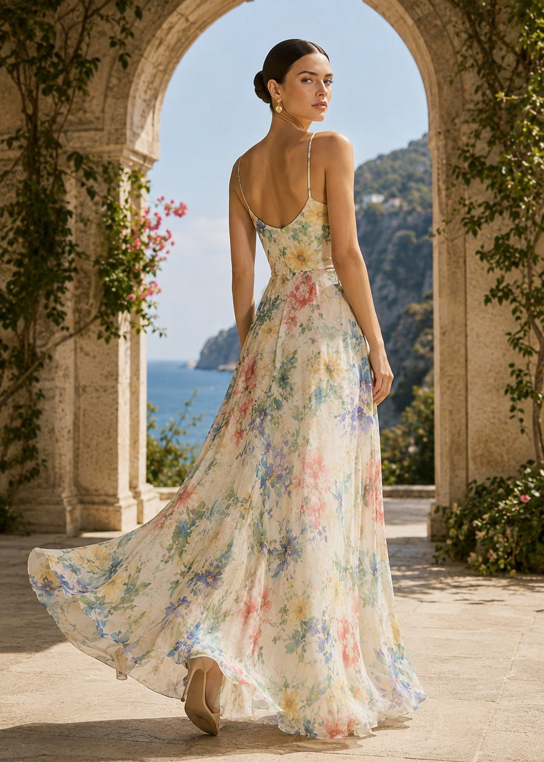 Romantic Flowing Floral Maxi Dress for Wedding Guests