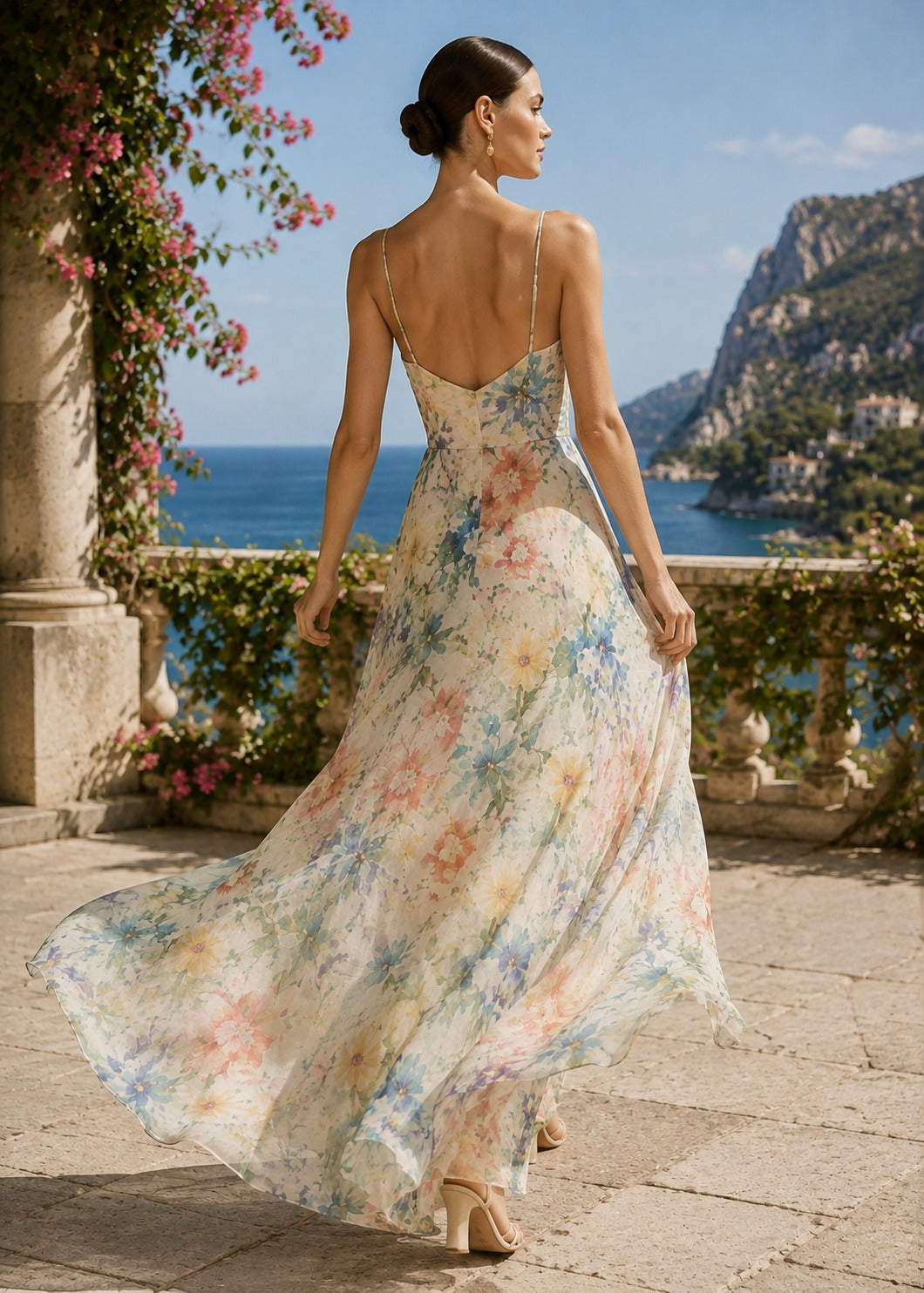 Romantic Flowing Floral Maxi Dress for Wedding Guests