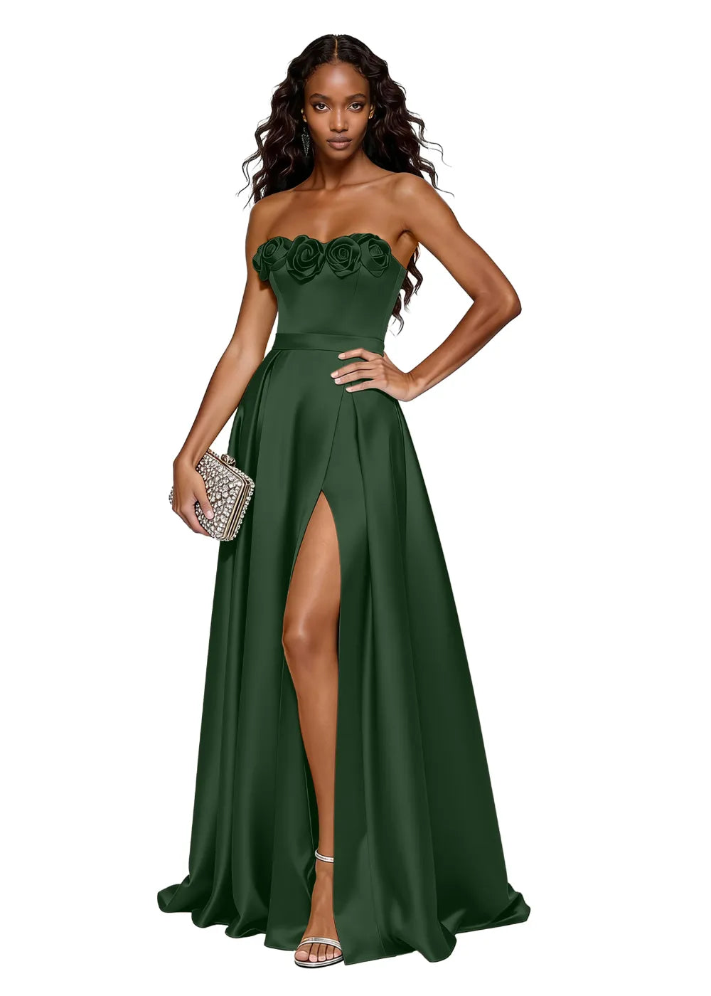 Backless Lace-Up Strapless Evening Dress