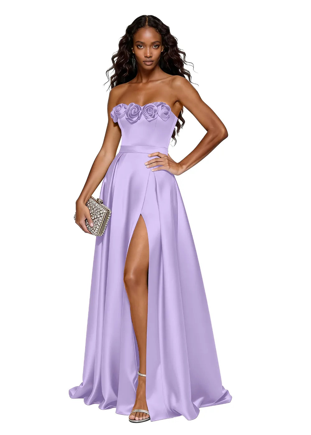 Backless Lace-Up Strapless Evening Dress