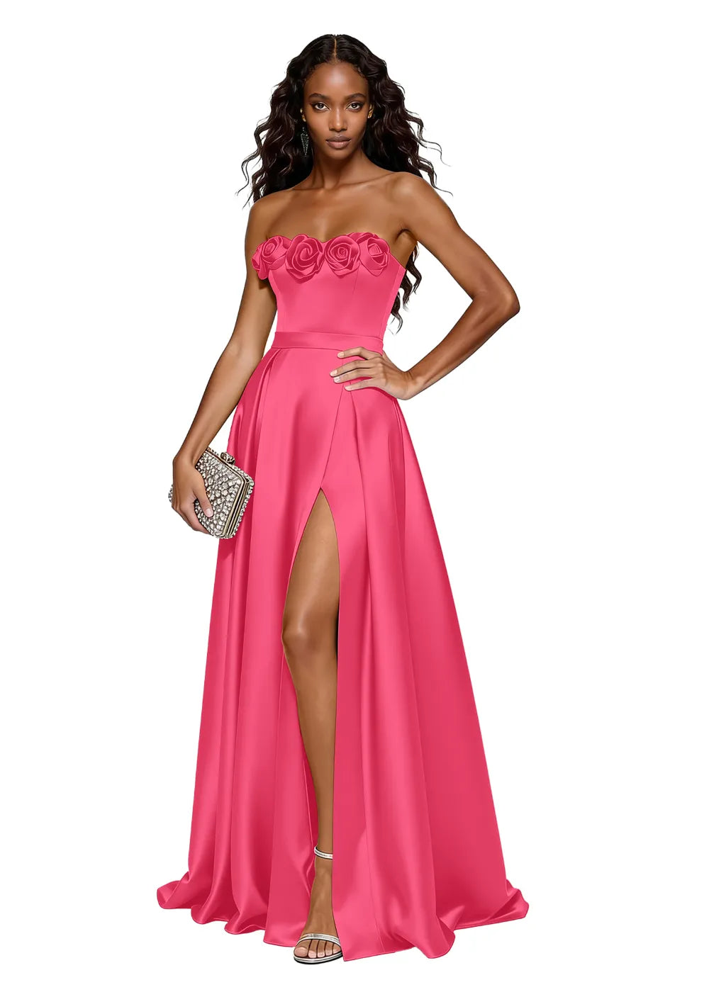 Backless Lace-Up Strapless Evening Dress