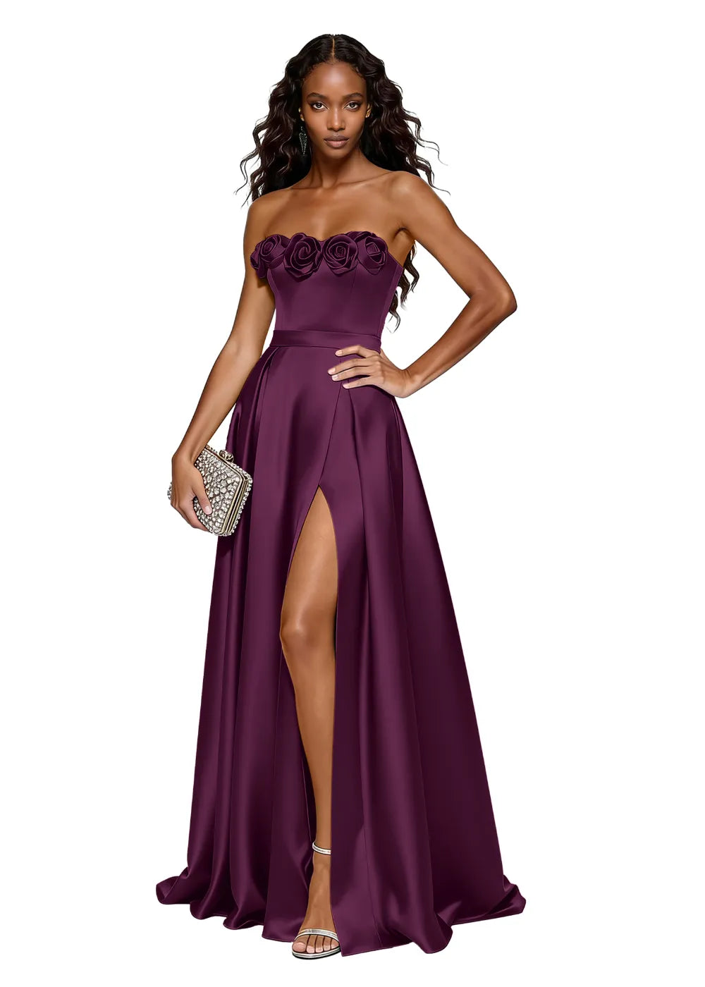 Backless Lace-Up Strapless Evening Dress