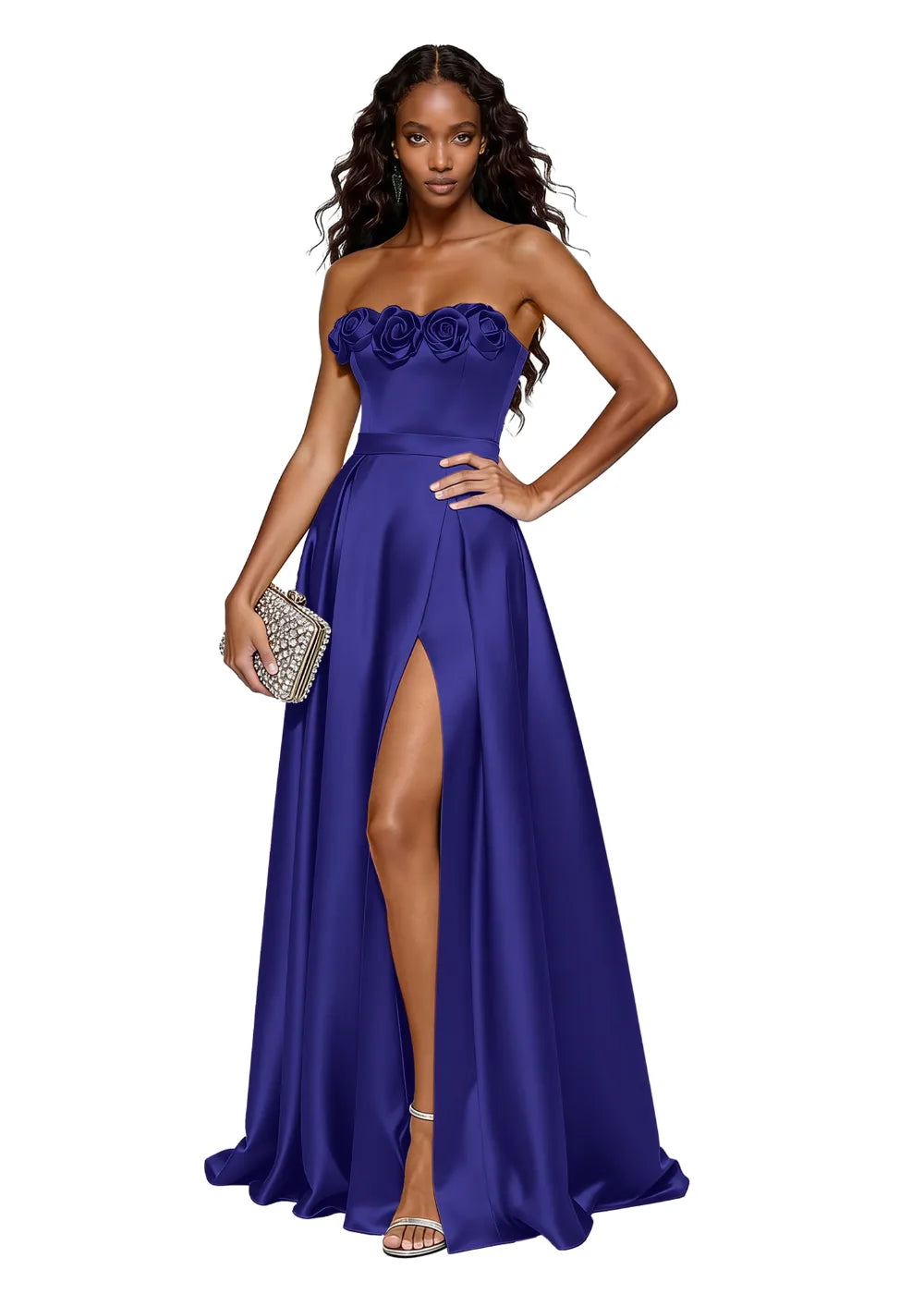 Backless Lace-Up Strapless Evening Dress