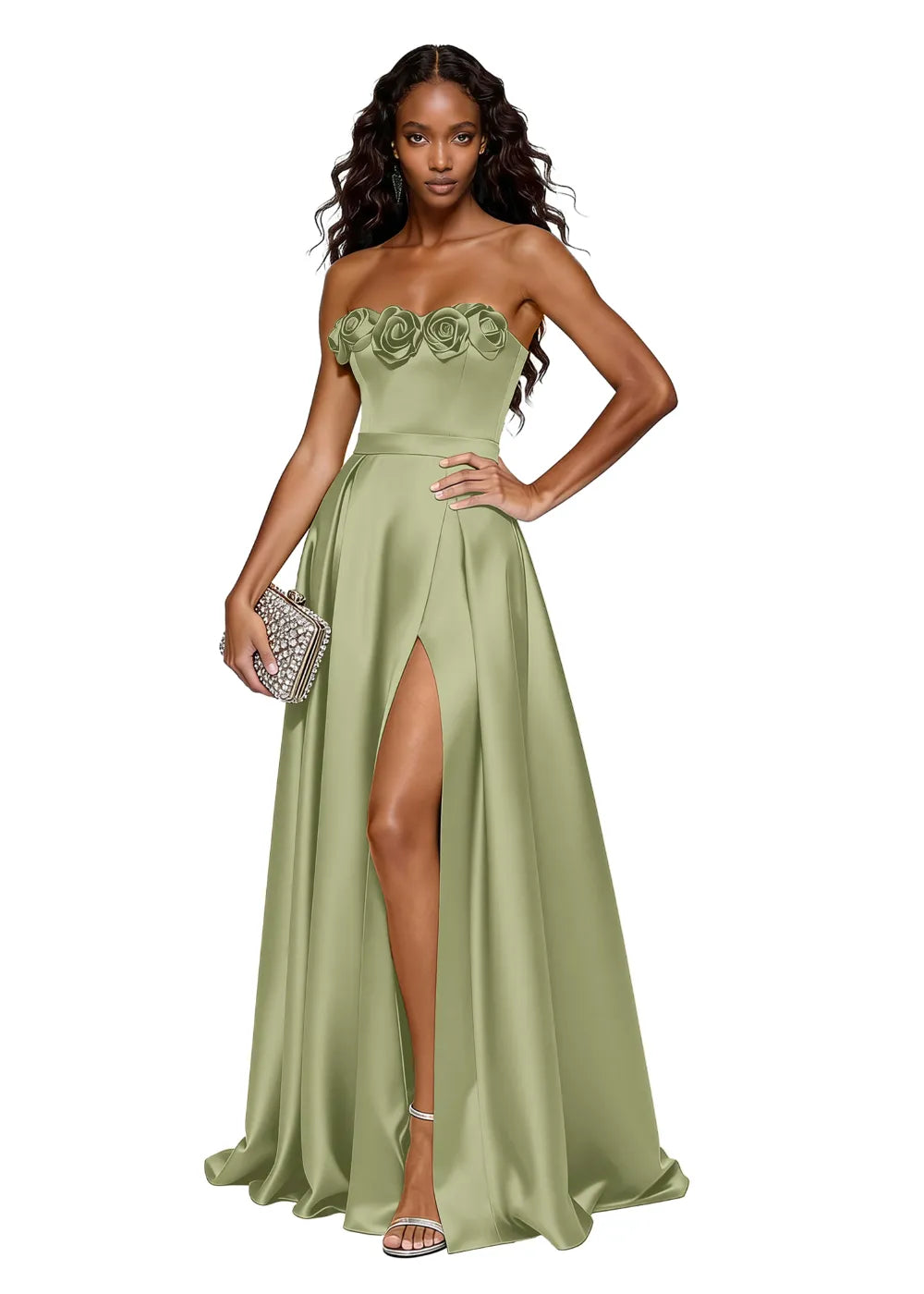 Backless Lace-Up Strapless Evening Dress