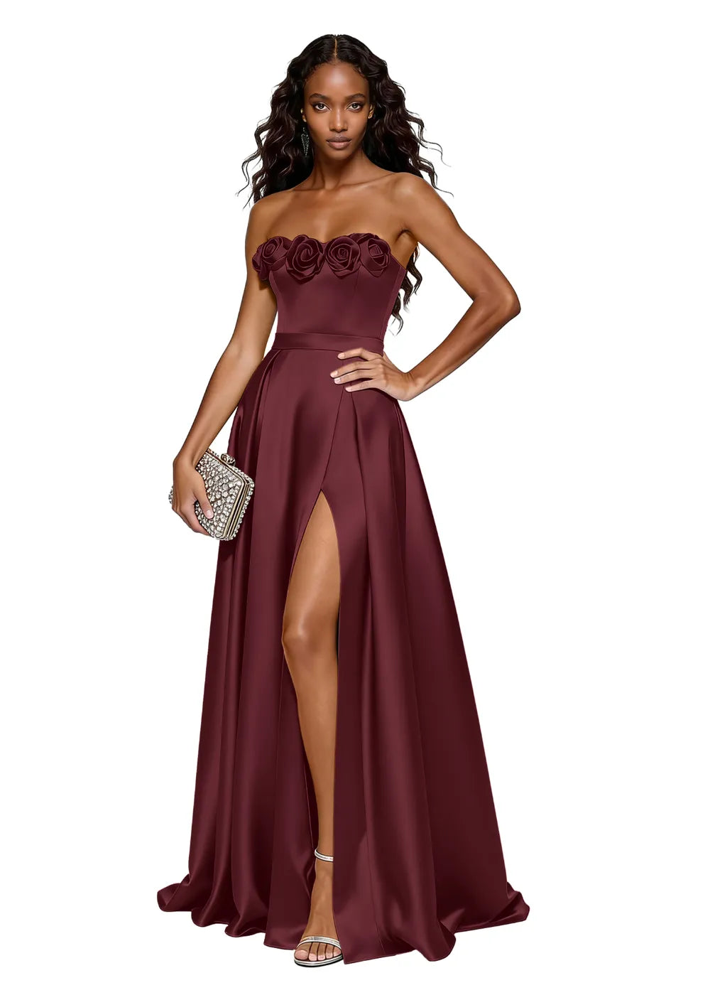 Backless Lace-Up Strapless Evening Dress