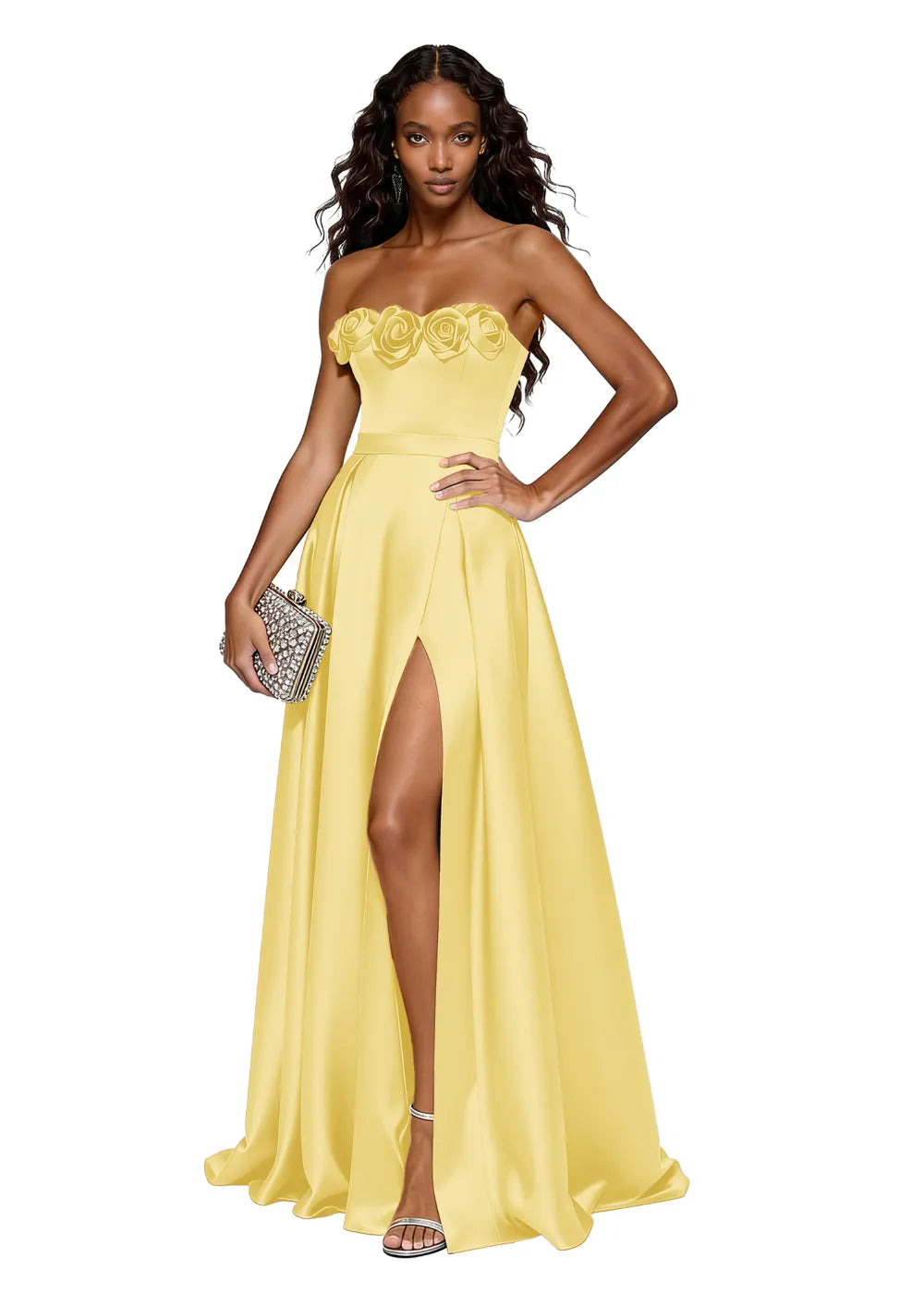 Backless Lace-Up Strapless Evening Dress