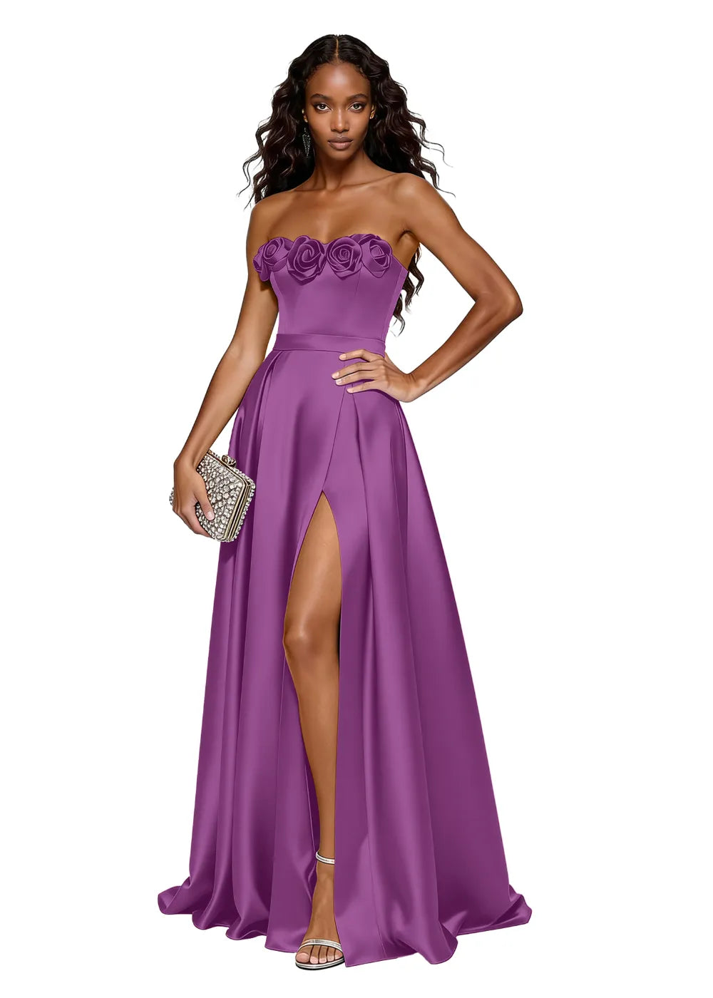 Backless Lace-Up Strapless Evening Dress