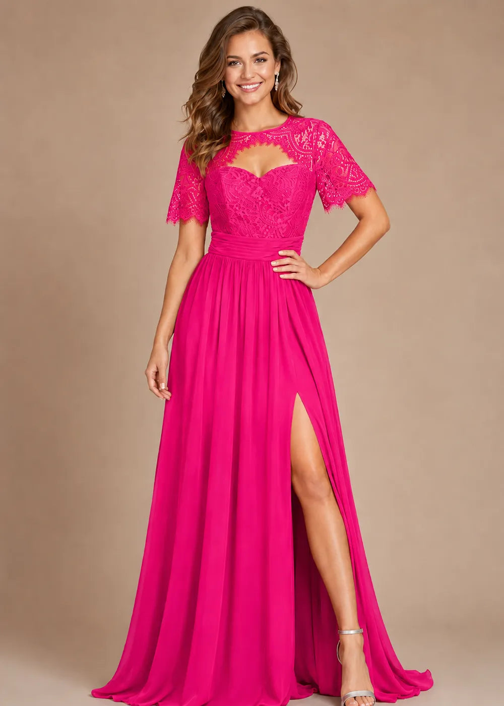 Vivienne Sweetheart Lace Overlay Evening Dress