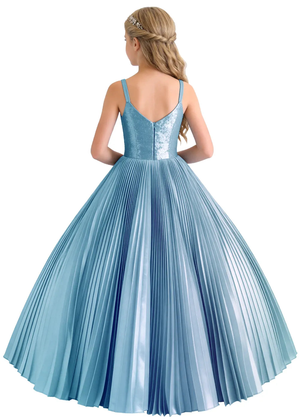 Classic V Neck Pleated Formal Dress