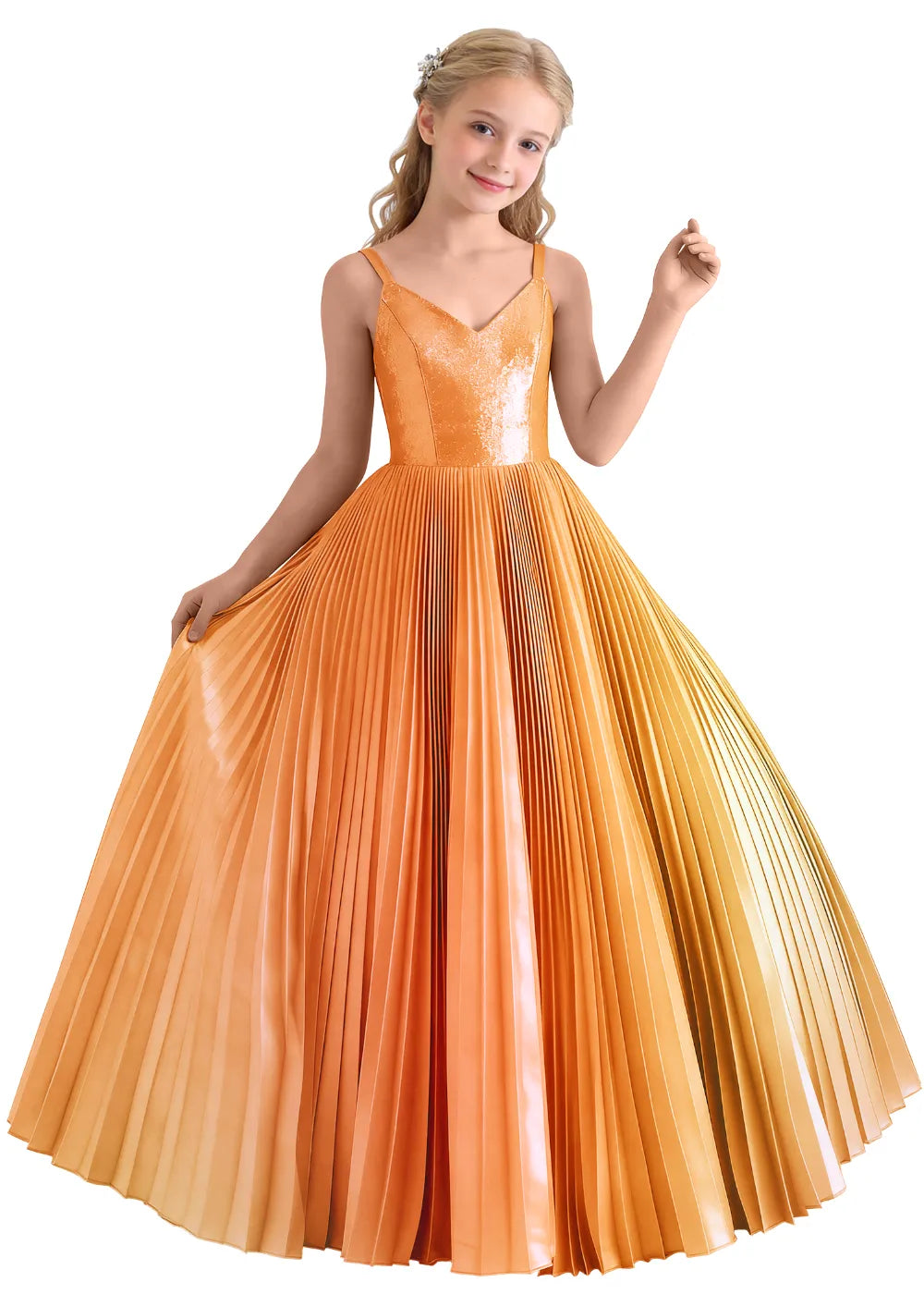 Classic V Neck Pleated Formal Dress