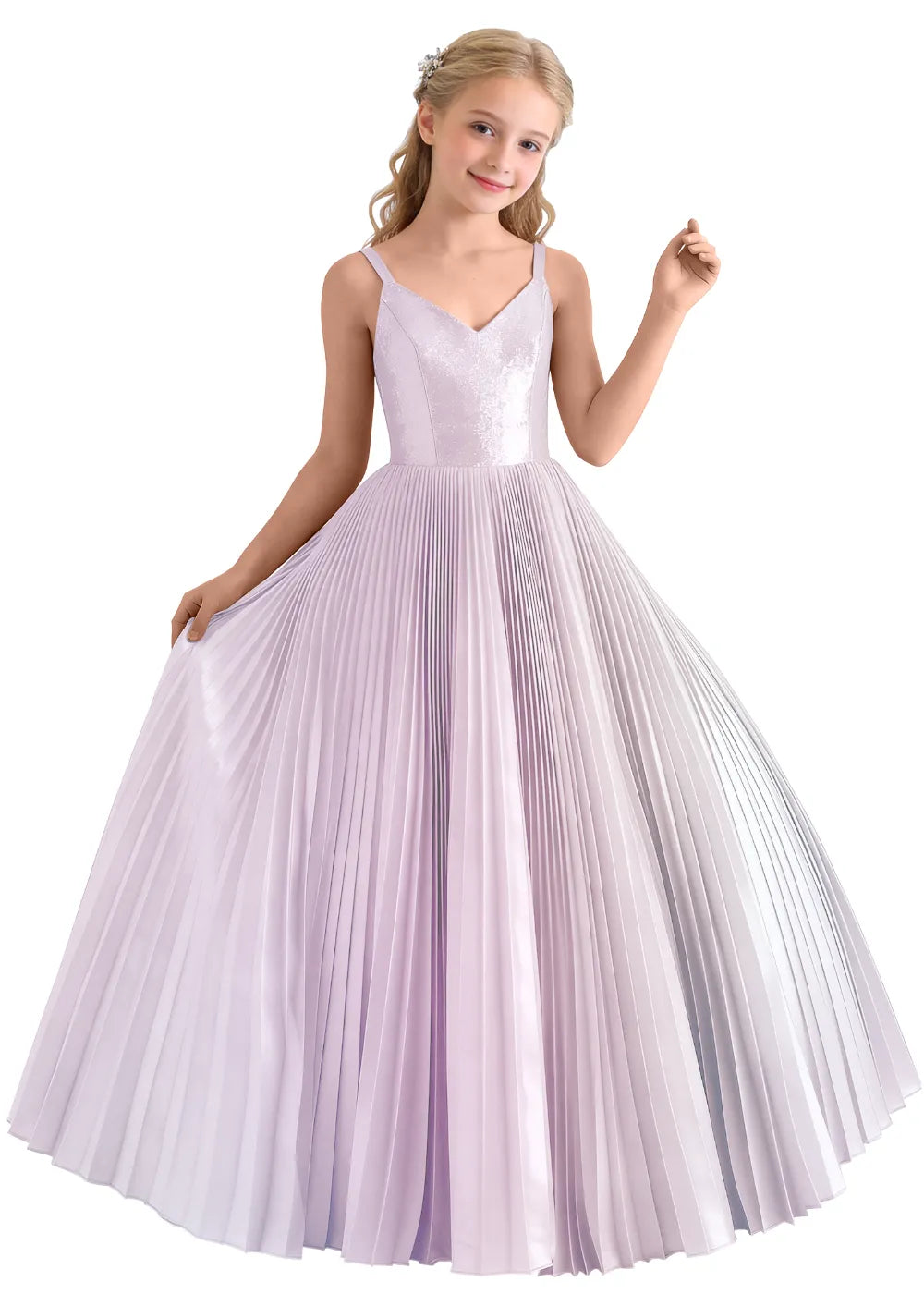 Classic V Neck Pleated Formal Dress