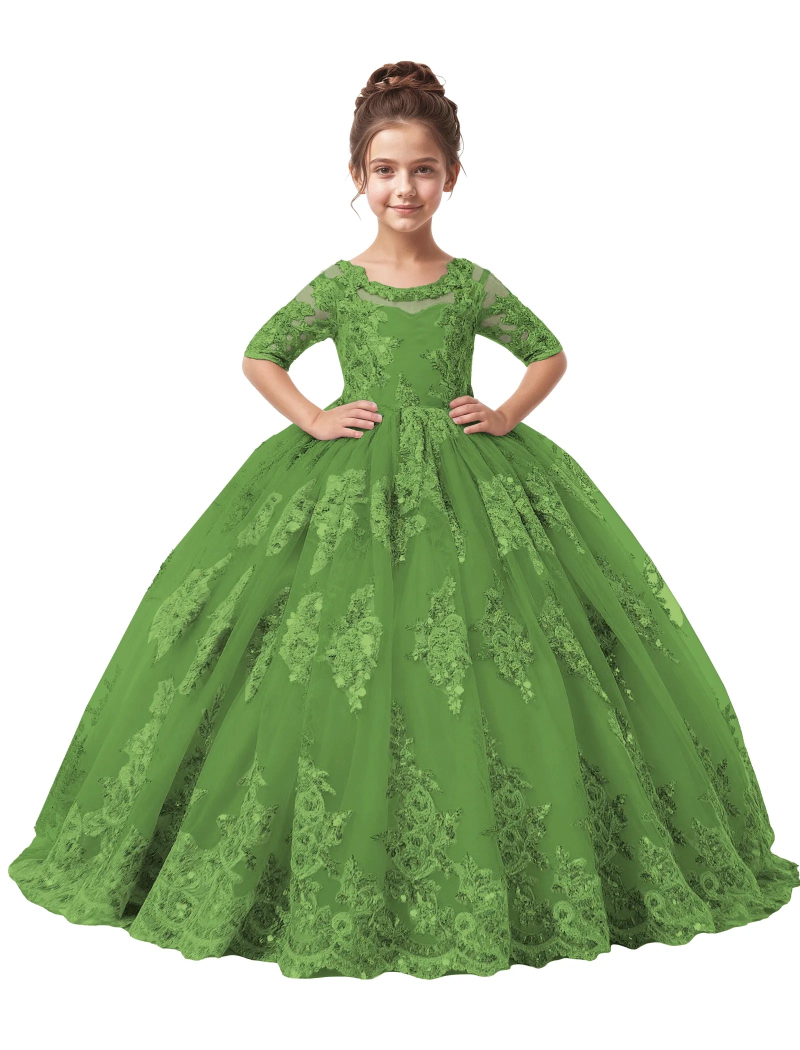 Vestido de princesa sin mangas de encaje