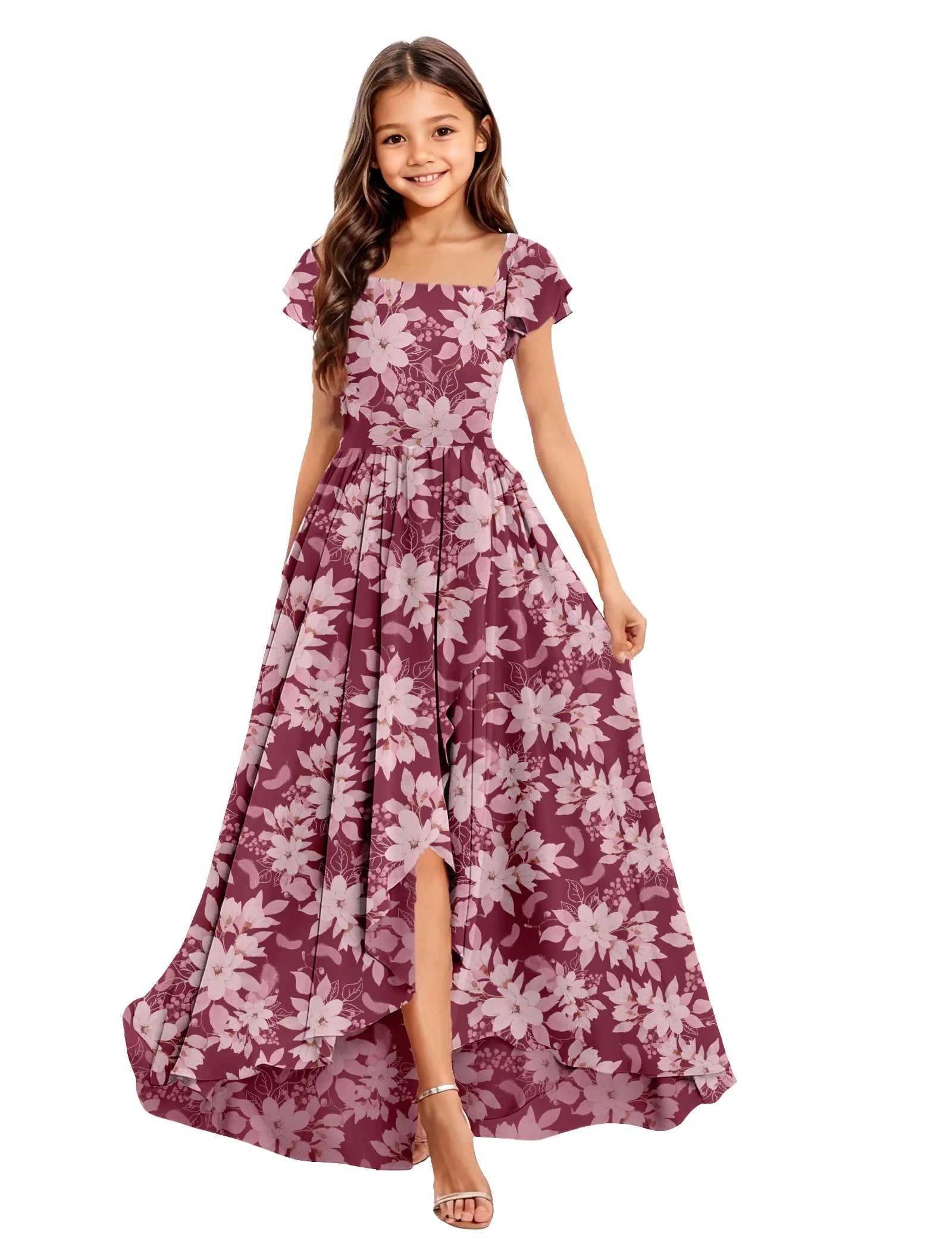 オフショルダーのレースプリンセスドレス