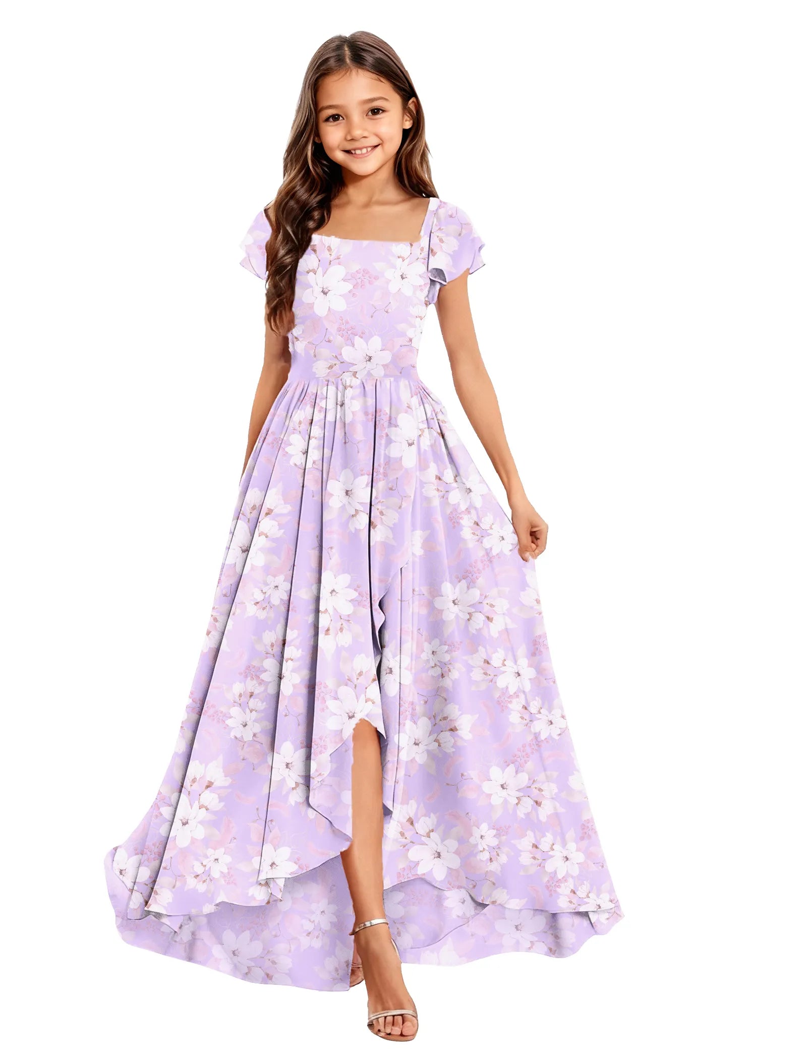 オフショルダーのレースプリンセスドレス