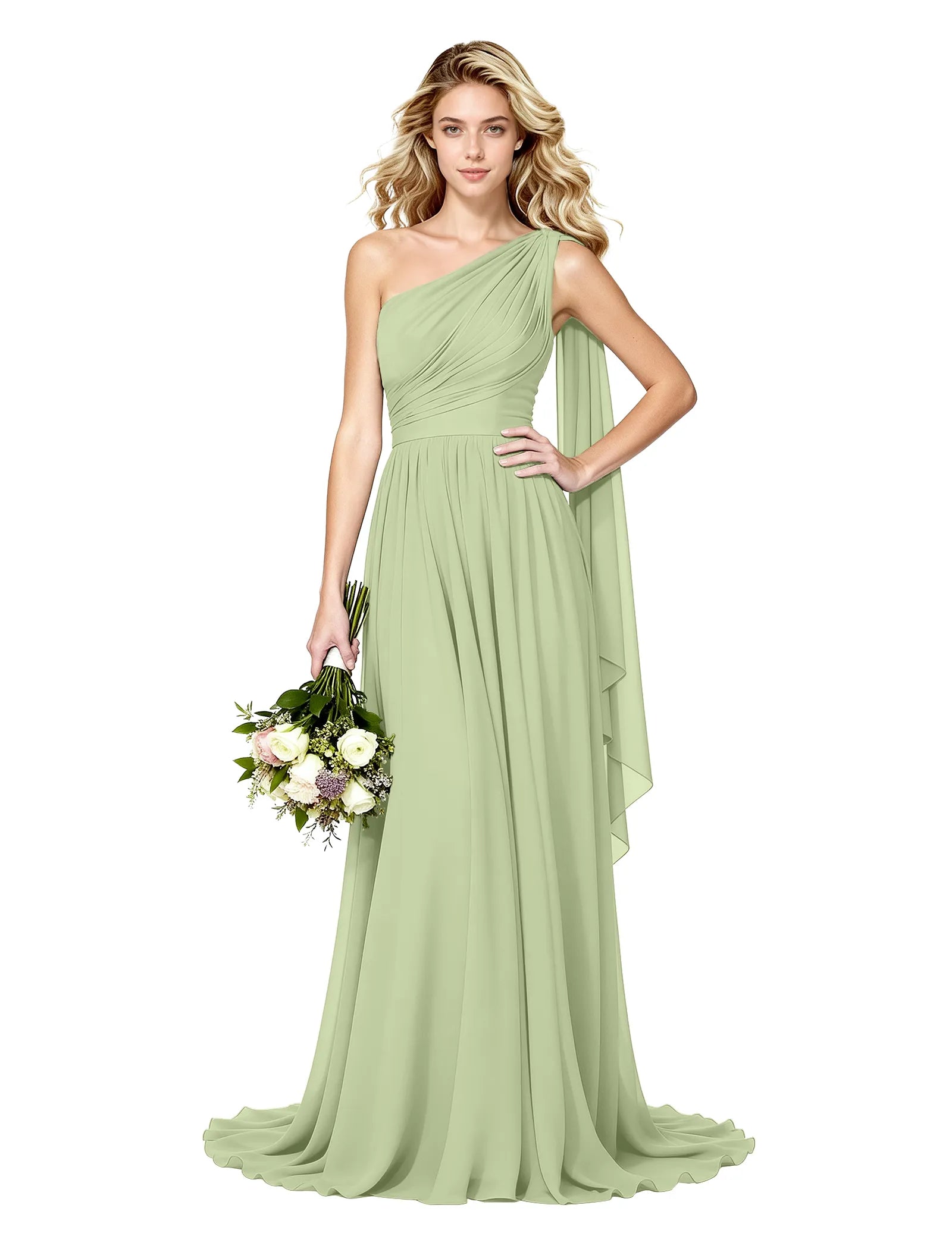 Celeste One Shoulder Chiffon Bridesmaid Gown