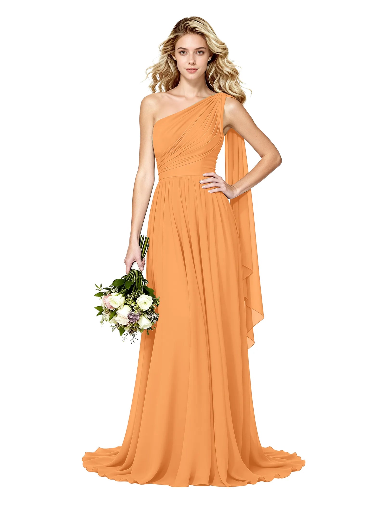 Celeste One Shoulder Chiffon Bridesmaid Gown