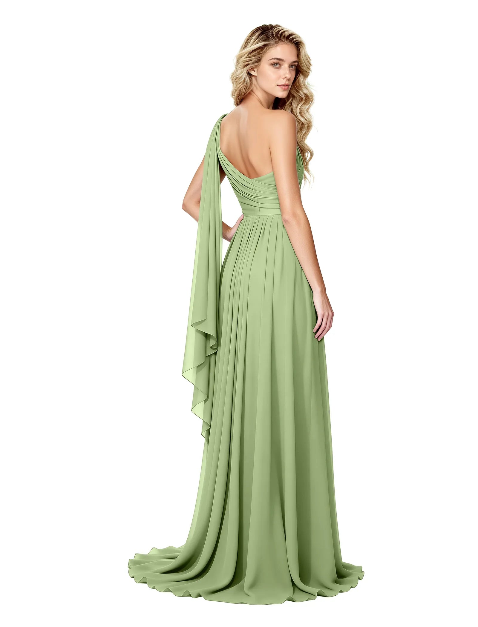 Celeste One Shoulder Chiffon Bridesmaid Gown