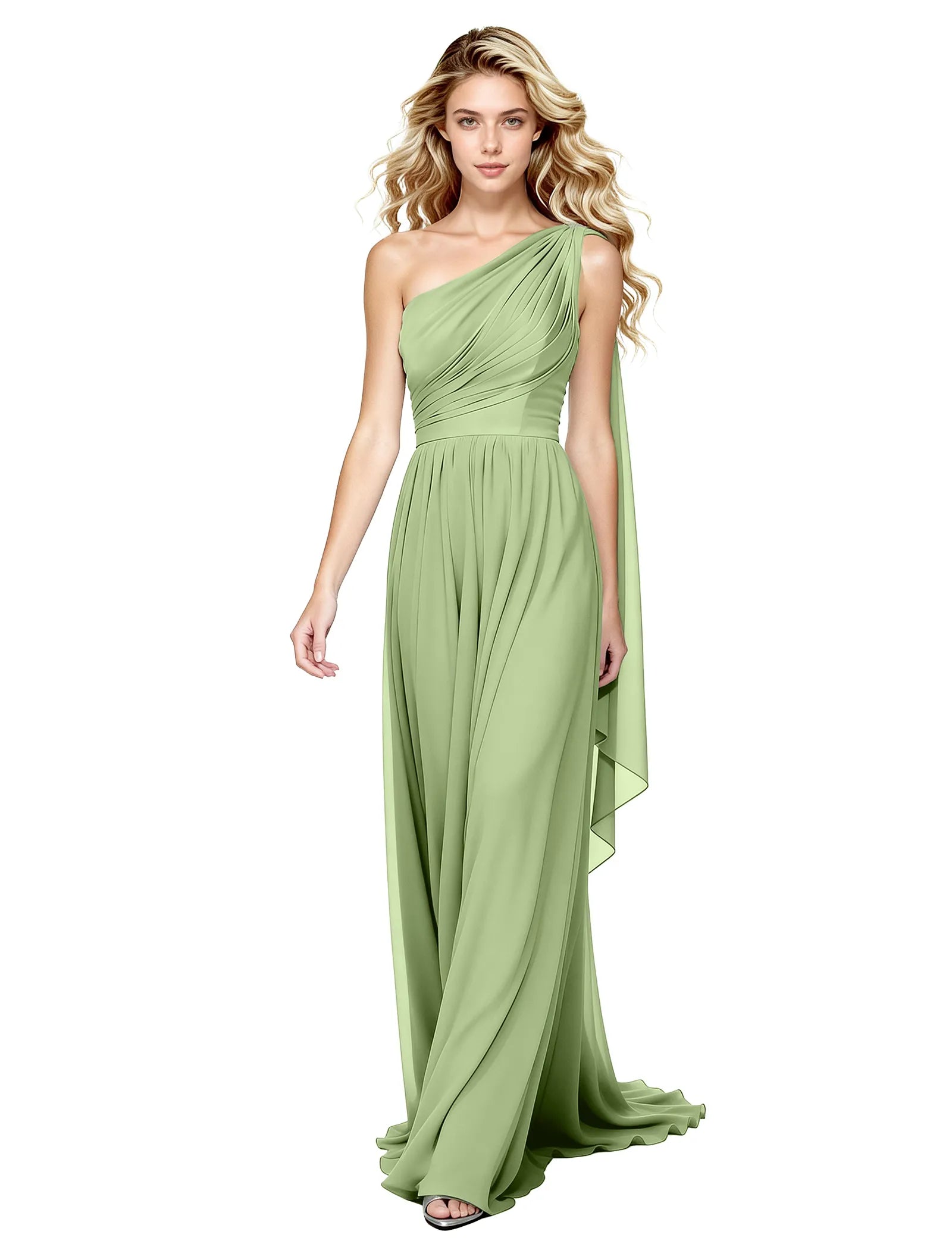 Celeste One Shoulder Chiffon Bridesmaid Gown