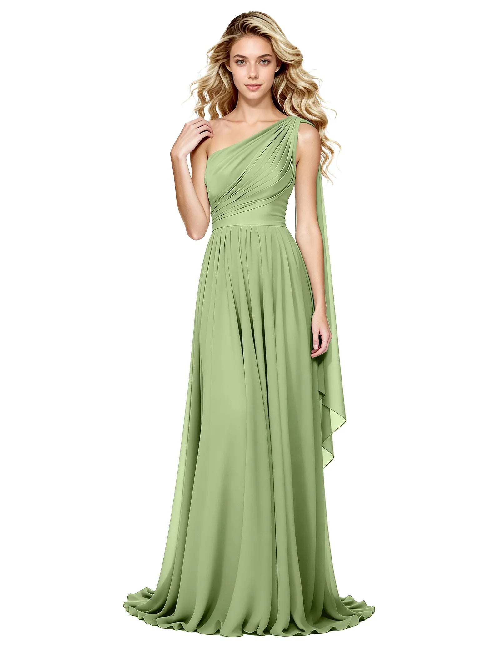Celeste One Shoulder Chiffon Bridesmaid Gown