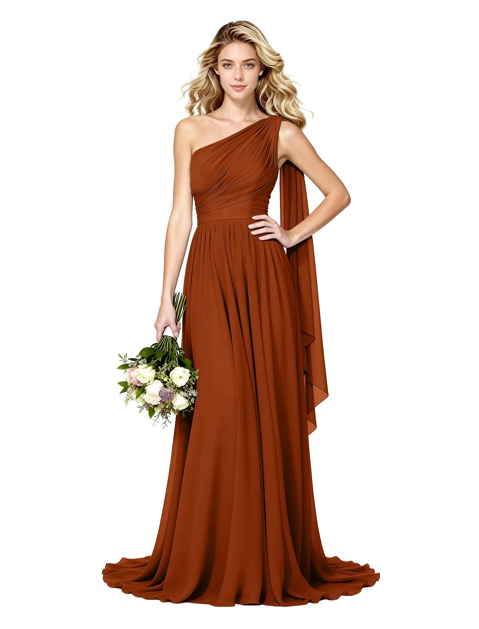 Celeste One Shoulder Chiffon Bridesmaid Gown