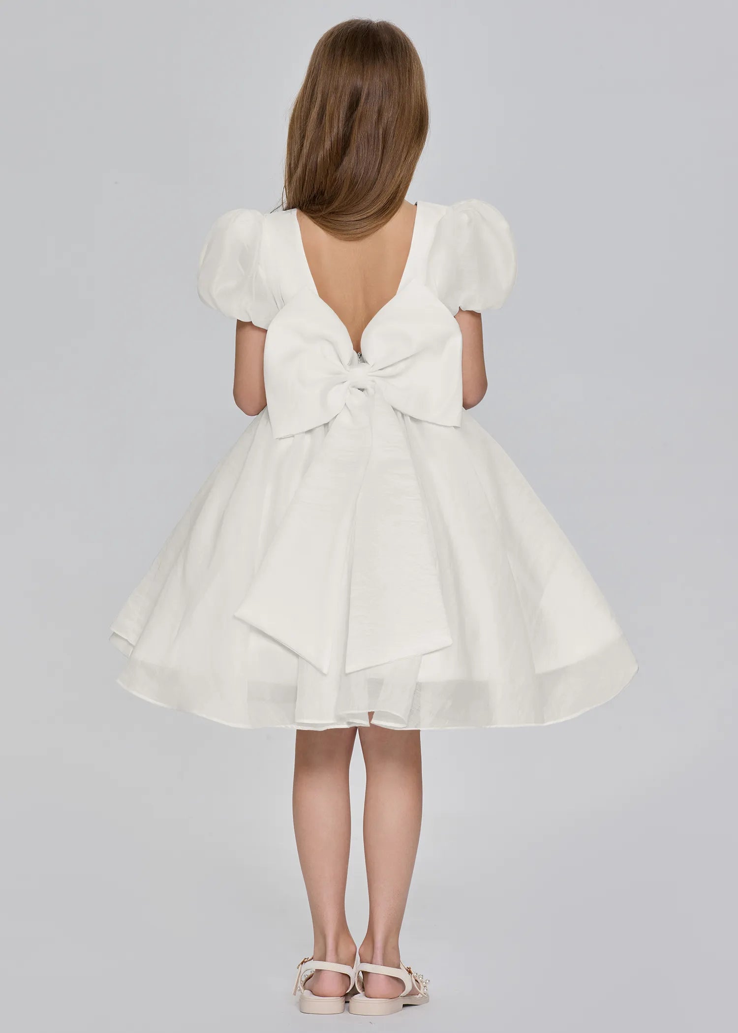 Puff Sleeve Princess Flower Girl Dress