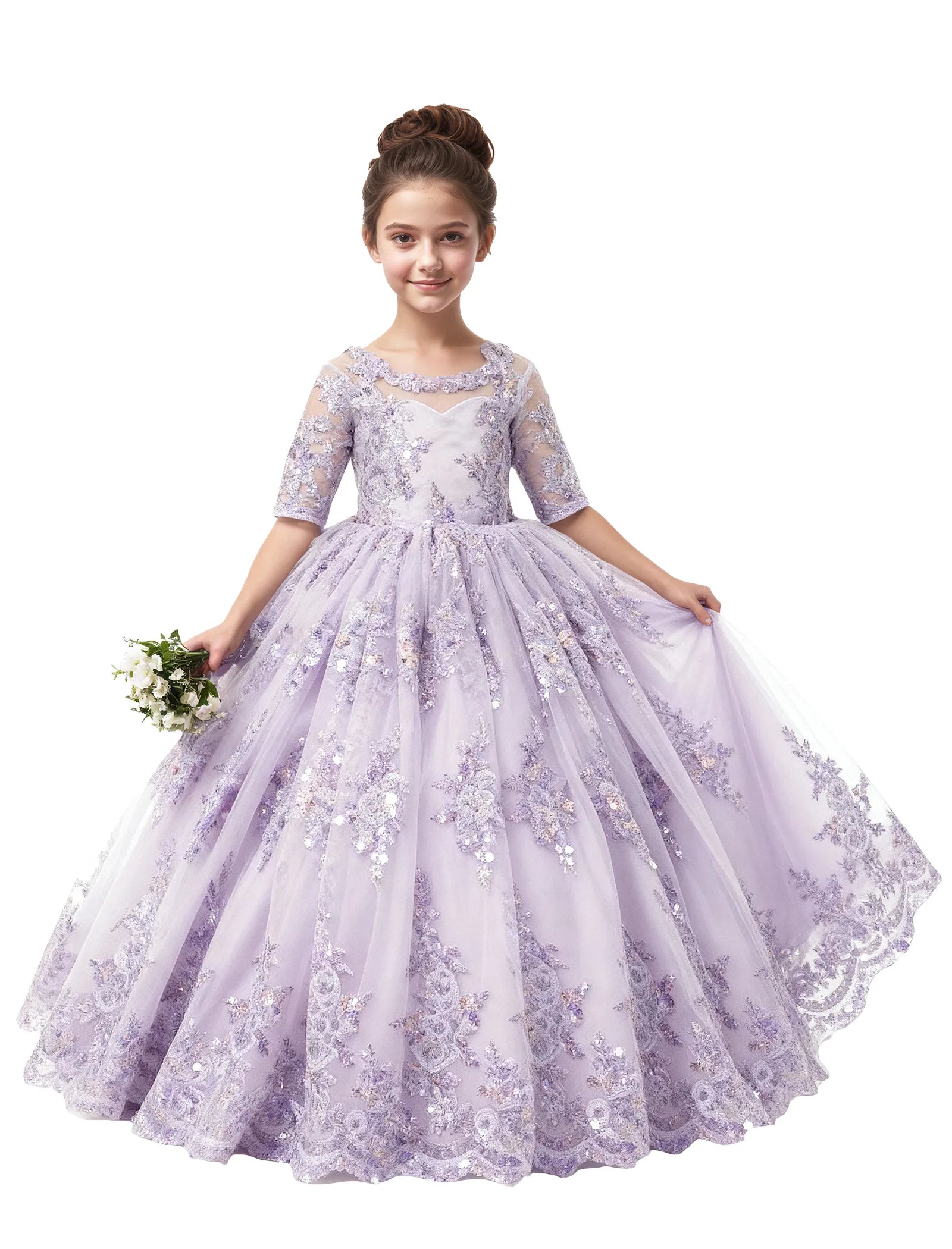 Vestido de princesa sin mangas de encaje