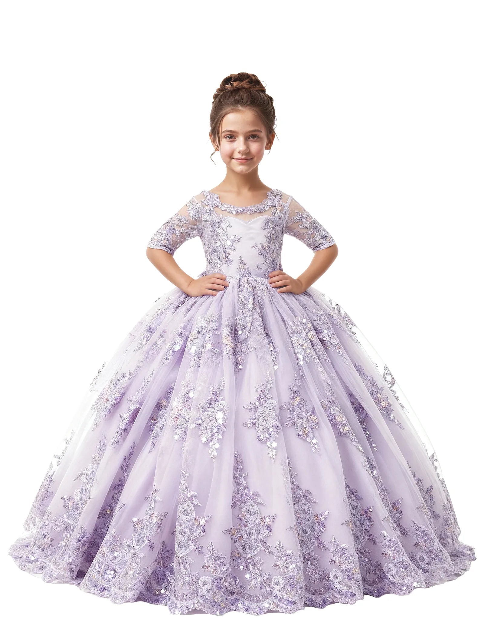Vestido de princesa sin mangas de encaje