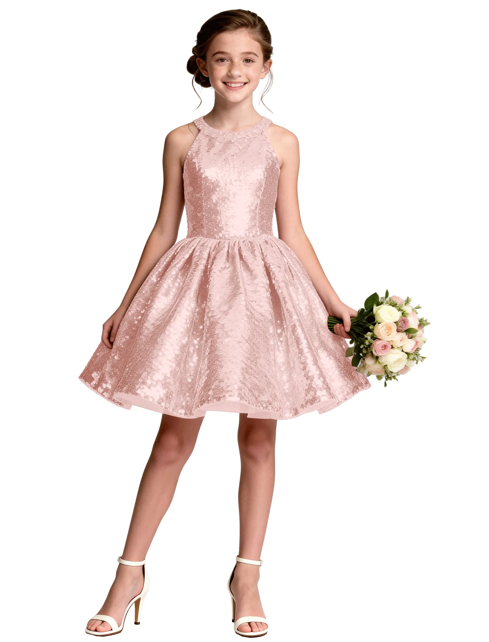 Sequin Bow Back Party Dress for Girls