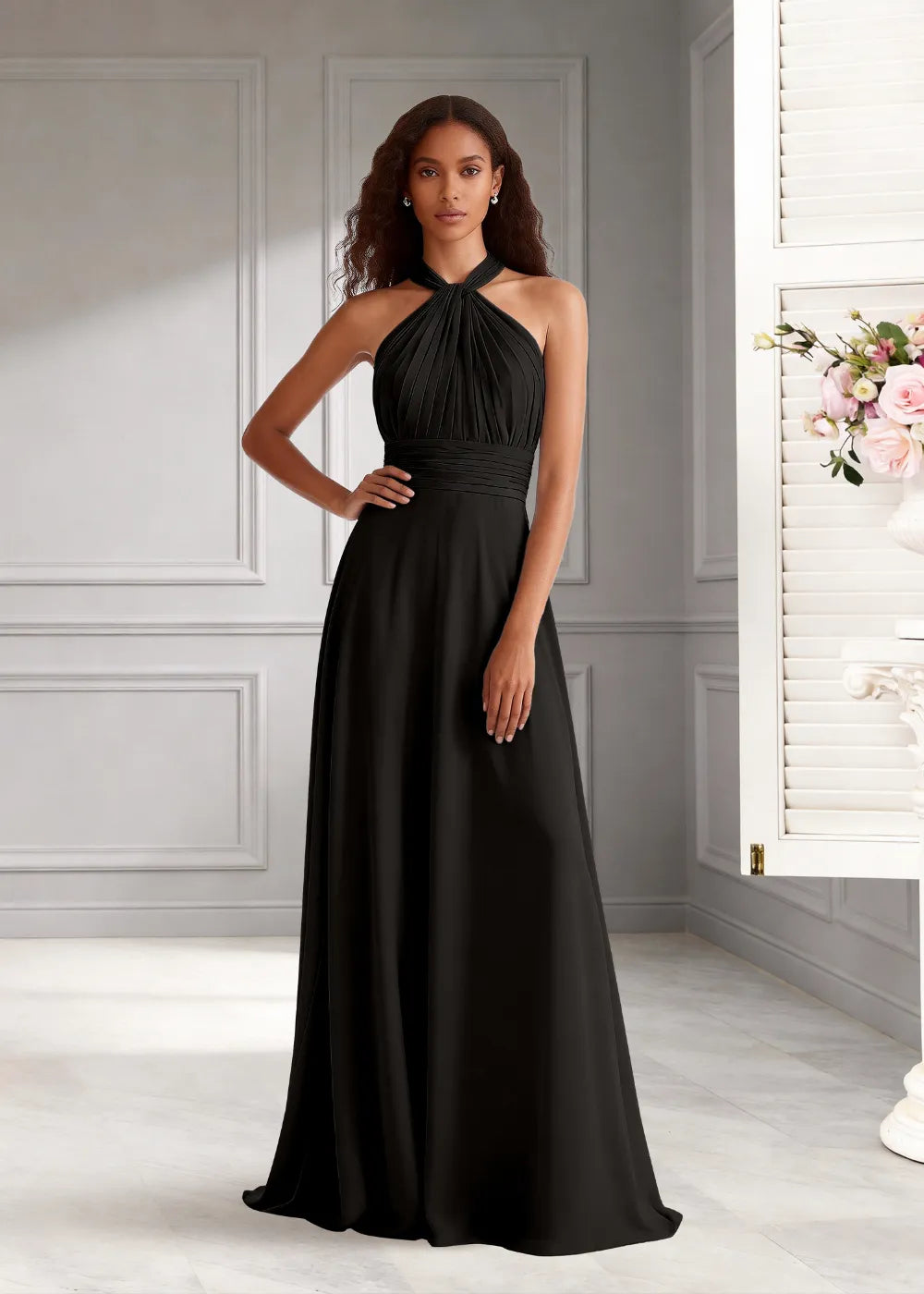 Eternal Bloom Ruched Backless Formal Dress