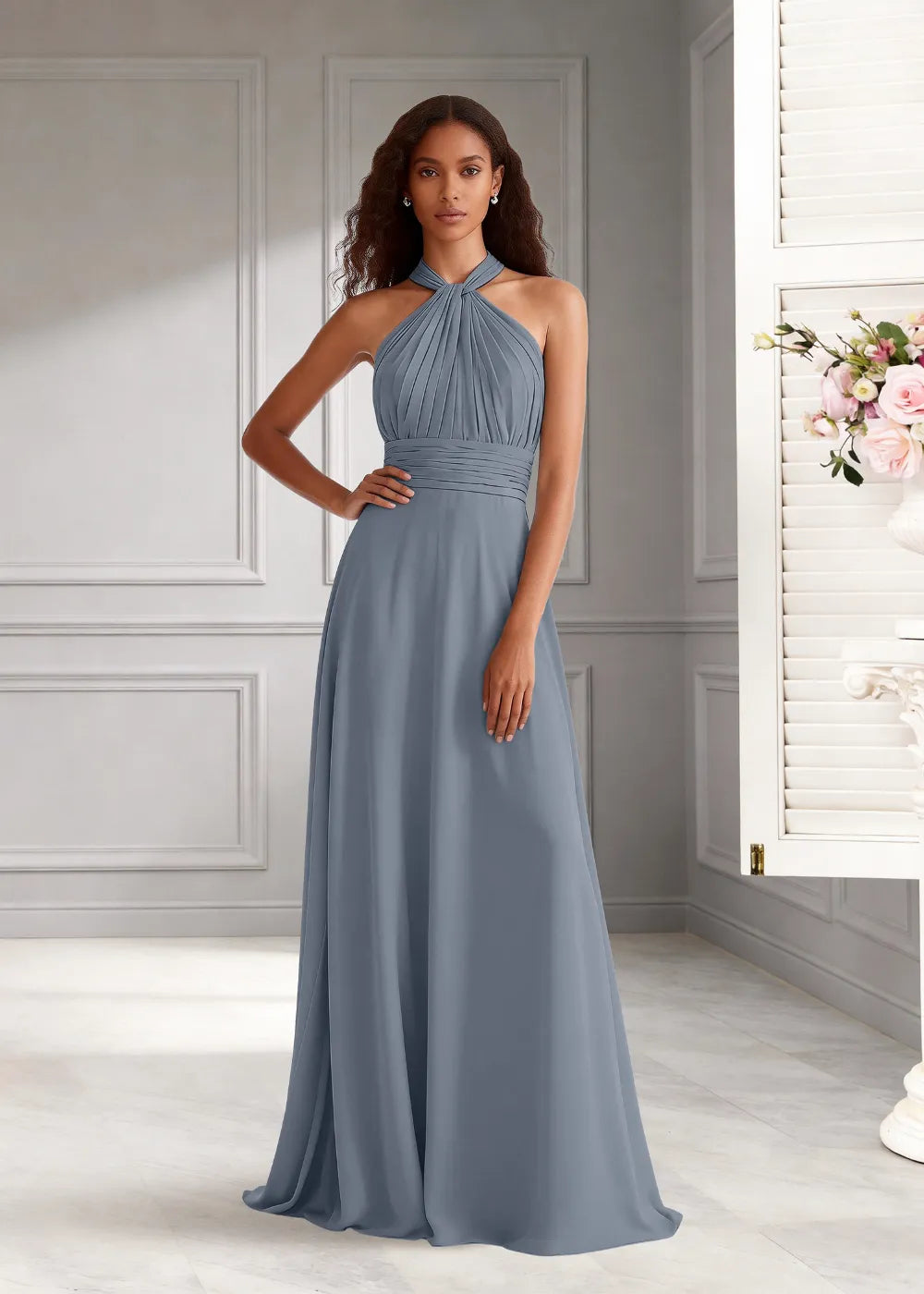 Eternal Bloom Ruched Backless Formal Dress