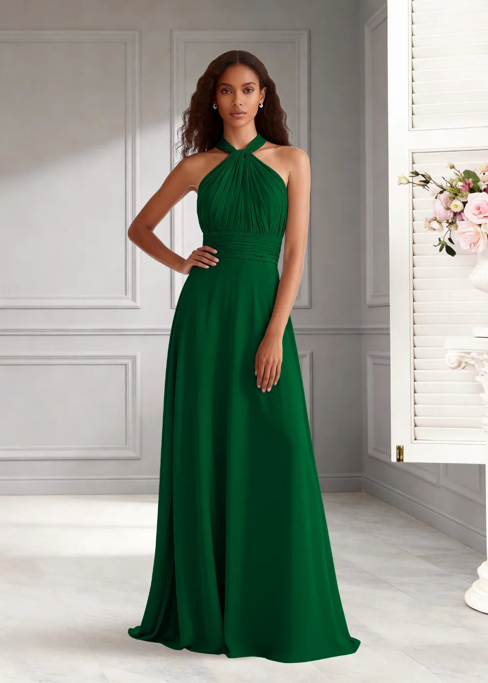 Eternal Bloom Ruched Backless Formal Dress