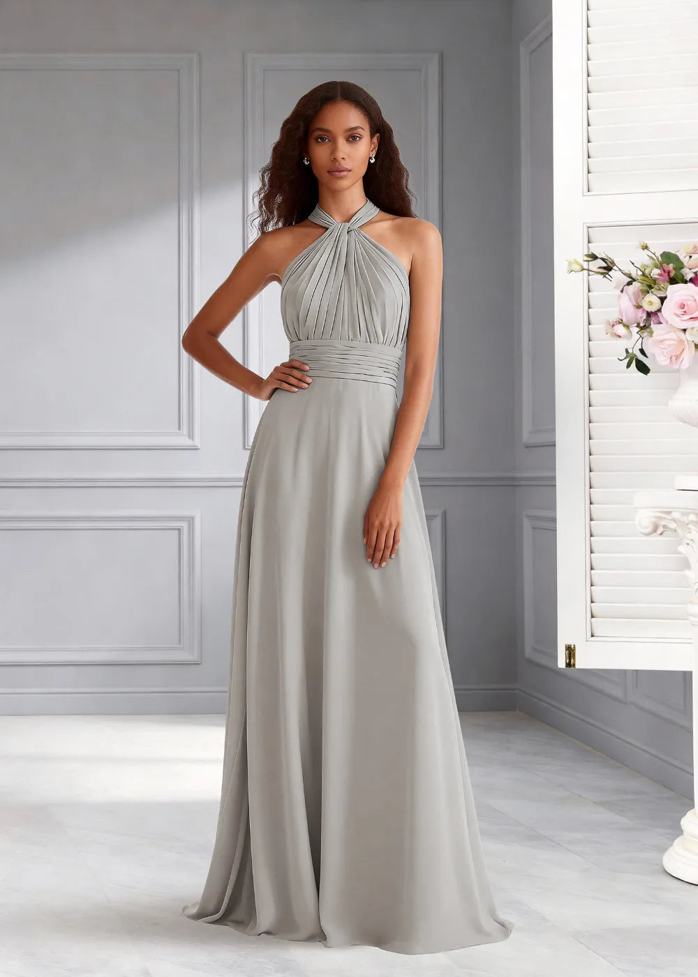 Eternal Bloom Ruched Backless Formal Dress