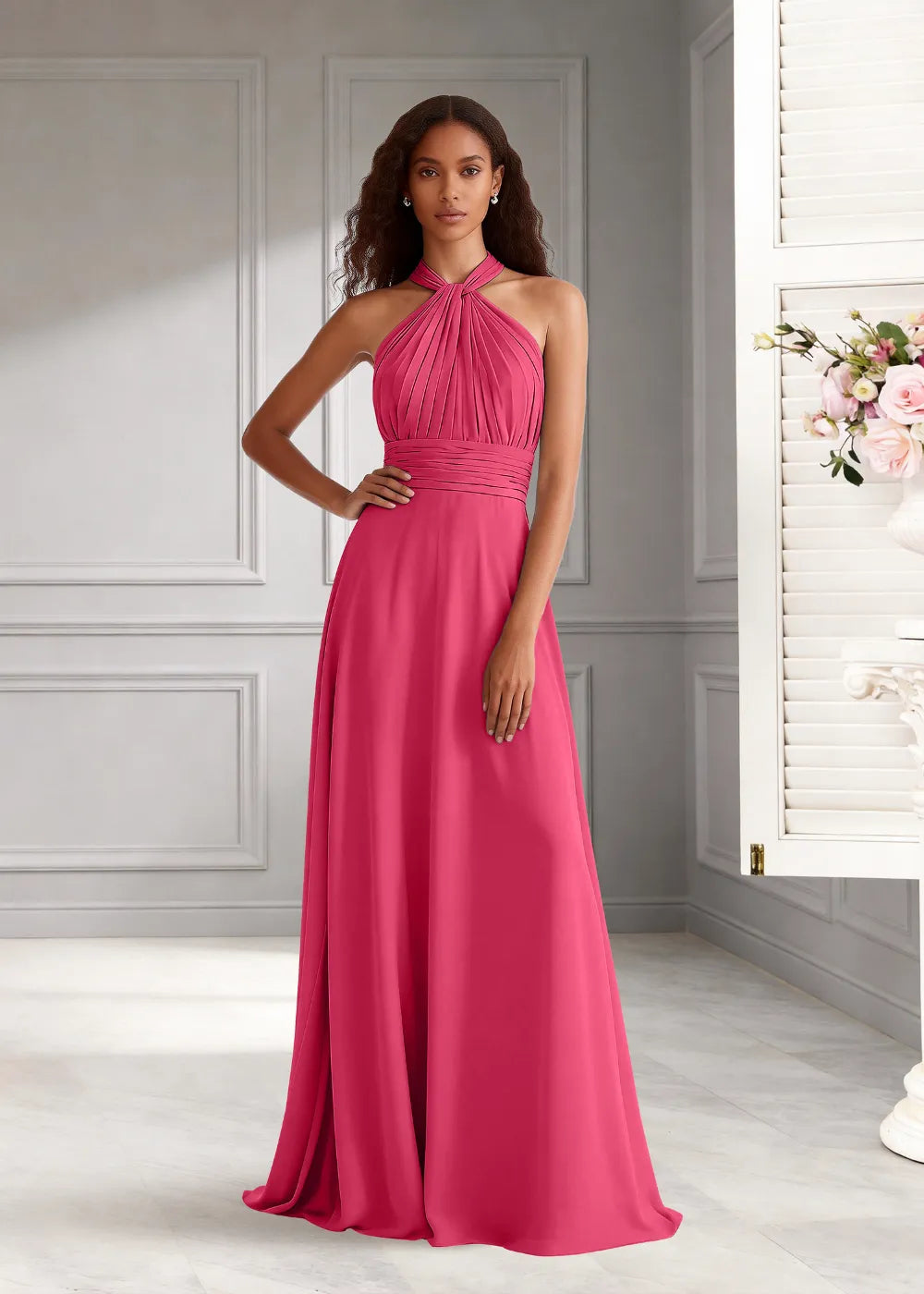 Eternal Bloom Ruched Backless Formal Dress