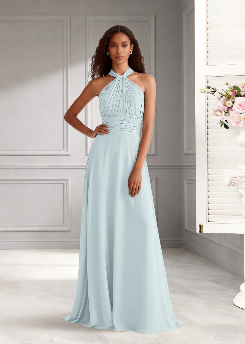 Eternal Bloom Ruched Backless Formal Dress