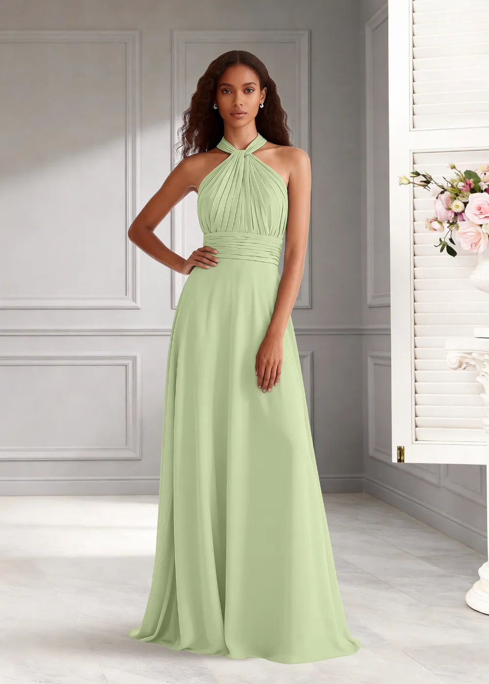 Eternal Bloom Ruched Backless Formal Dress
