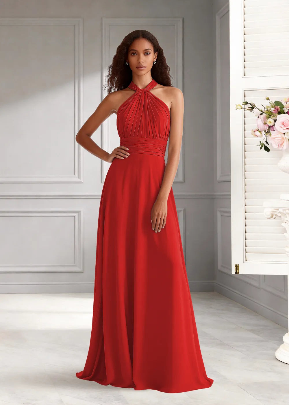 Eternal Bloom Ruched Backless Formal Dress