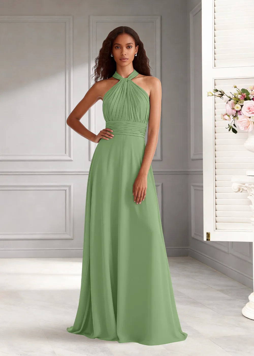 Eternal Bloom Ruched Backless Formal Dress