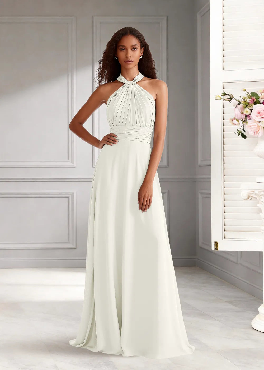 Eternal Bloom Ruched Backless Formal Dress