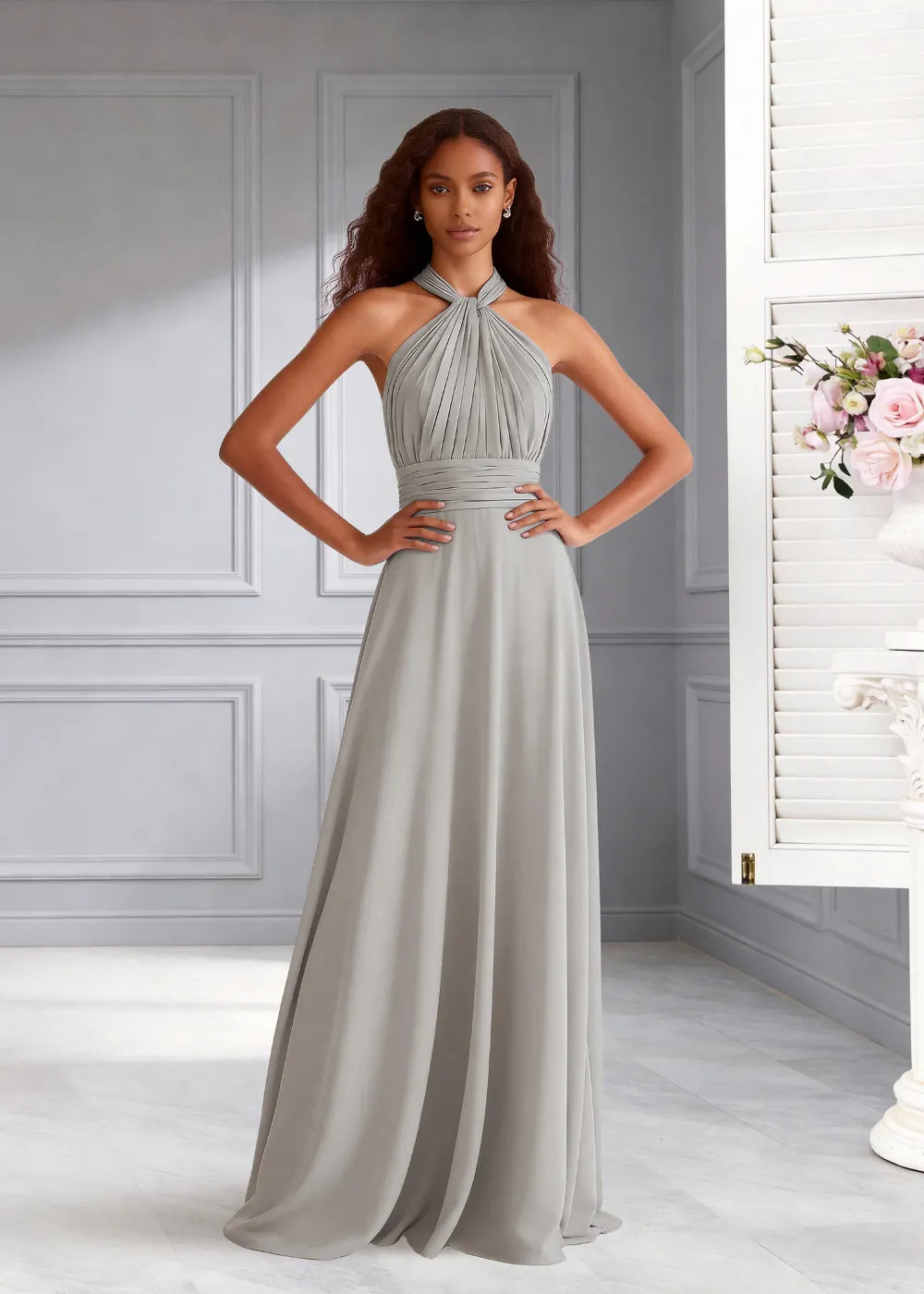 Eternal Bloom Ruched Backless Formal Dress