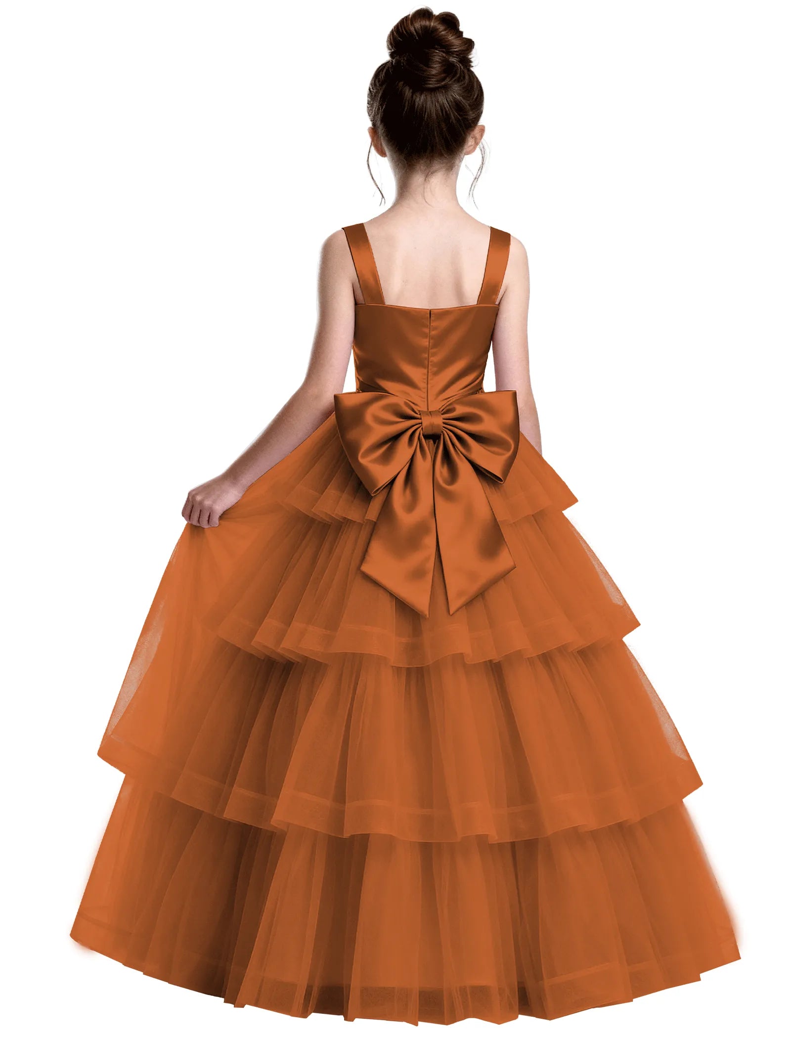 Formal Tiered Flower Girl Dress With Satin Bodice