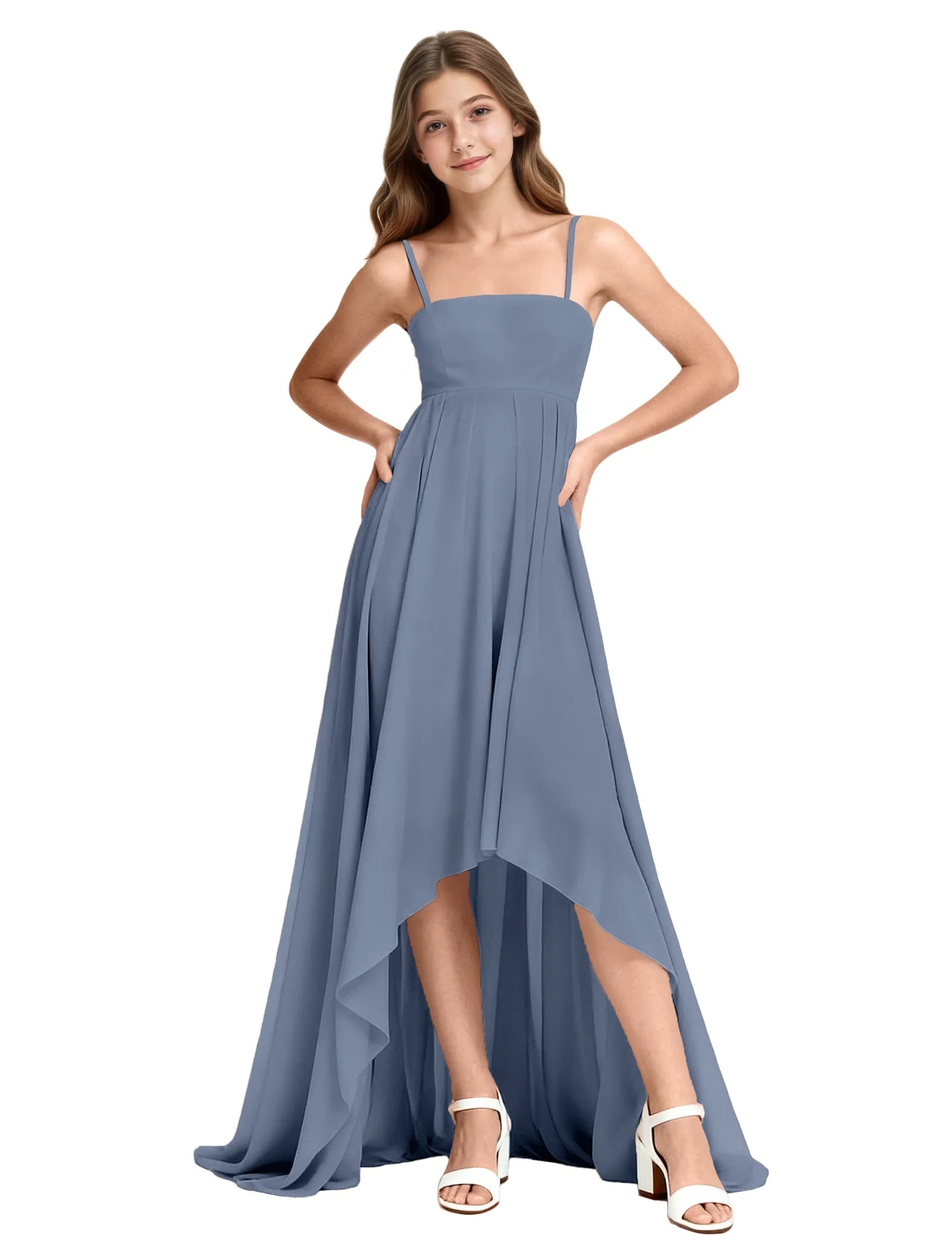 High-Low Chiffon Junior Bridesmaid Dress