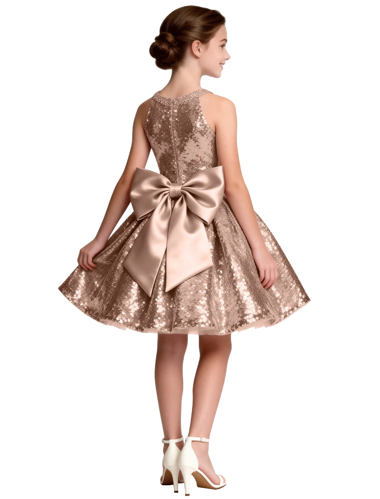 Sequin Bow Back Party Dress for Girls