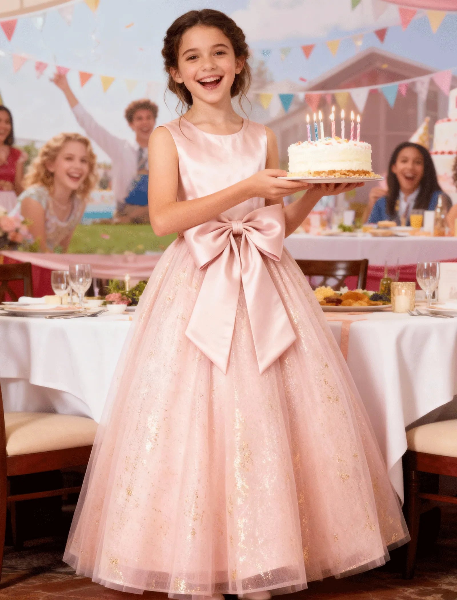 Fairy Dust Tulle Princess Gown With Satin Bow