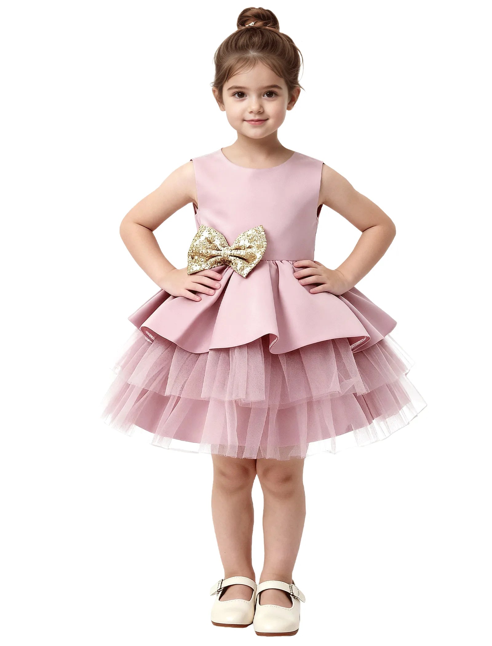 Layered Tulle Flower Girl Dress with Statement Bows