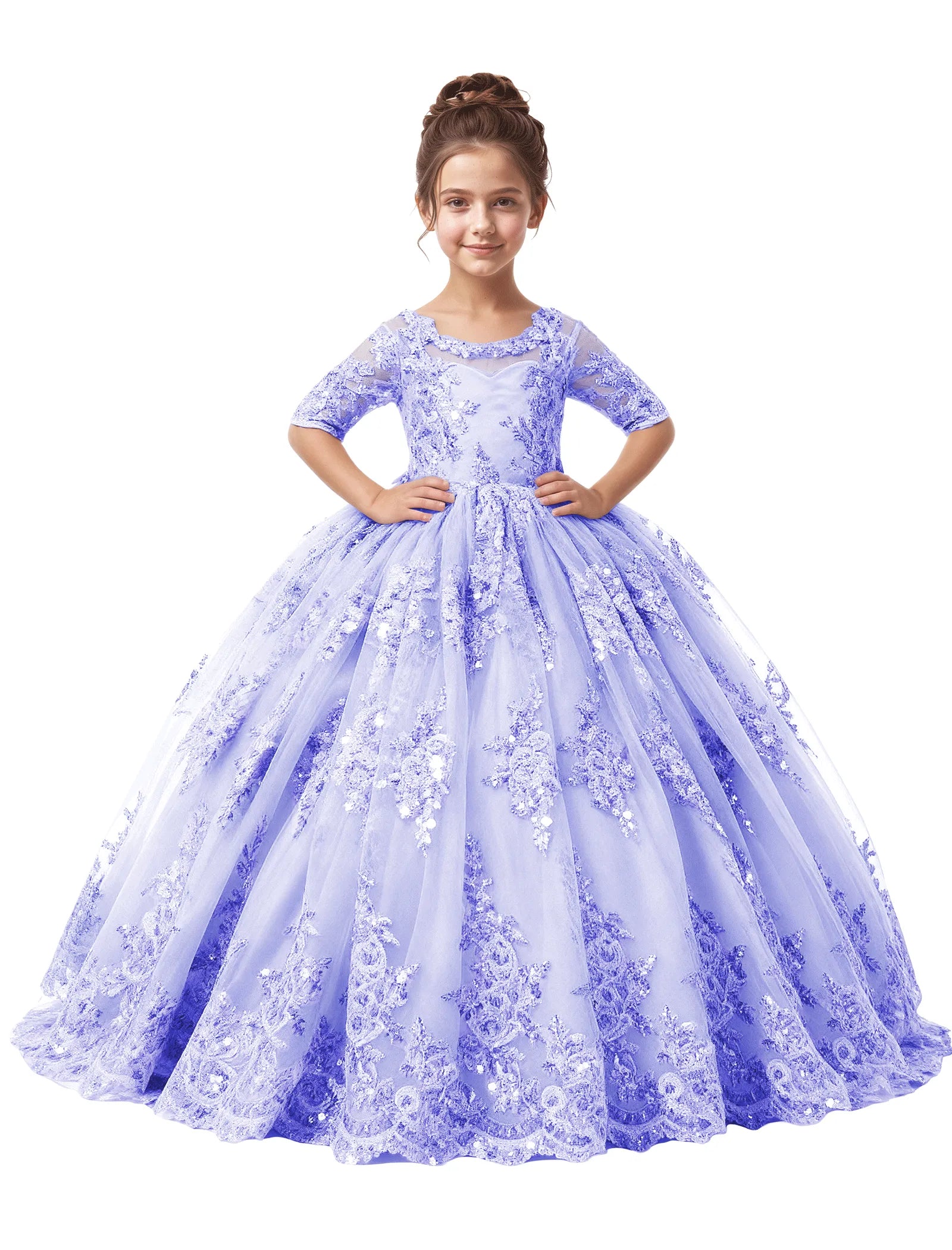 Vestido de princesa sin mangas de encaje