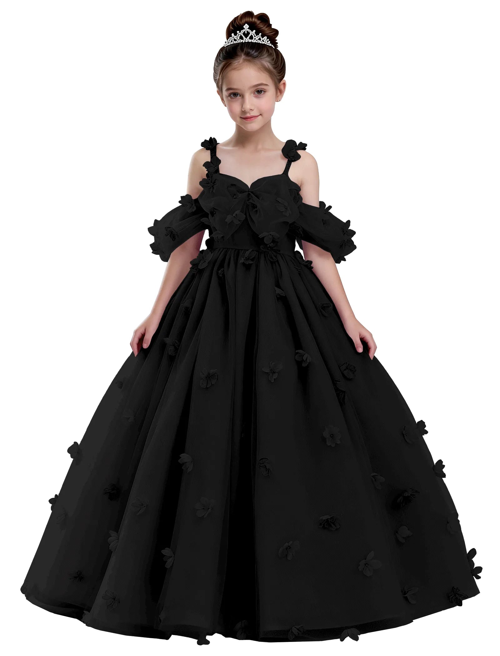 3D Floral Tulle Princess Ball Gown for Girls